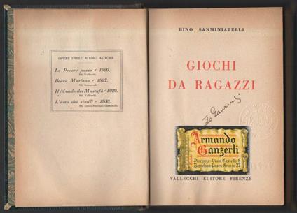 Giochi da Ragazzi  - Bino Sanminiatelli - copertina
