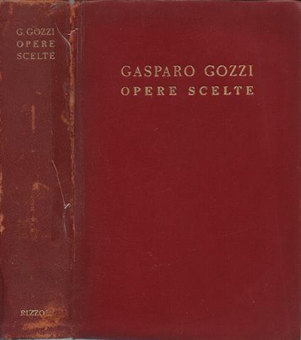 Opere scelte - Gasparo Gozzi - copertina