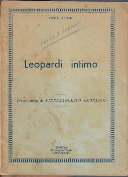 Leopardi intimo - Gino Parente - copertina