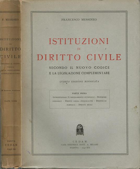 Istituzioni di Diritto Civile - Francesco Messineo - copertina