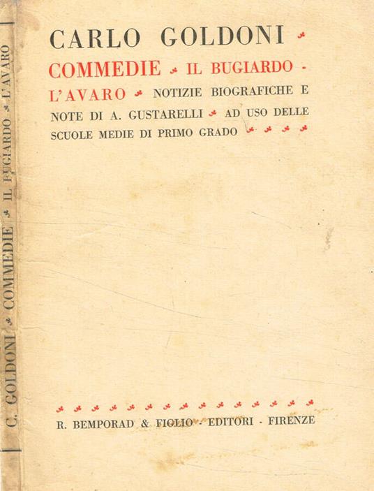 Commedie. Il bugiardo-L'Avaro - Carlo Goldoni - copertina