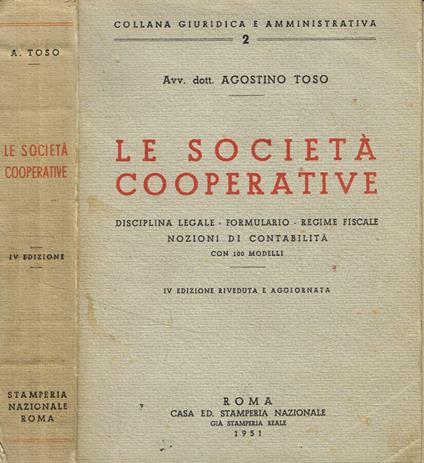 Le società cooperative - Agostino Toso - copertina