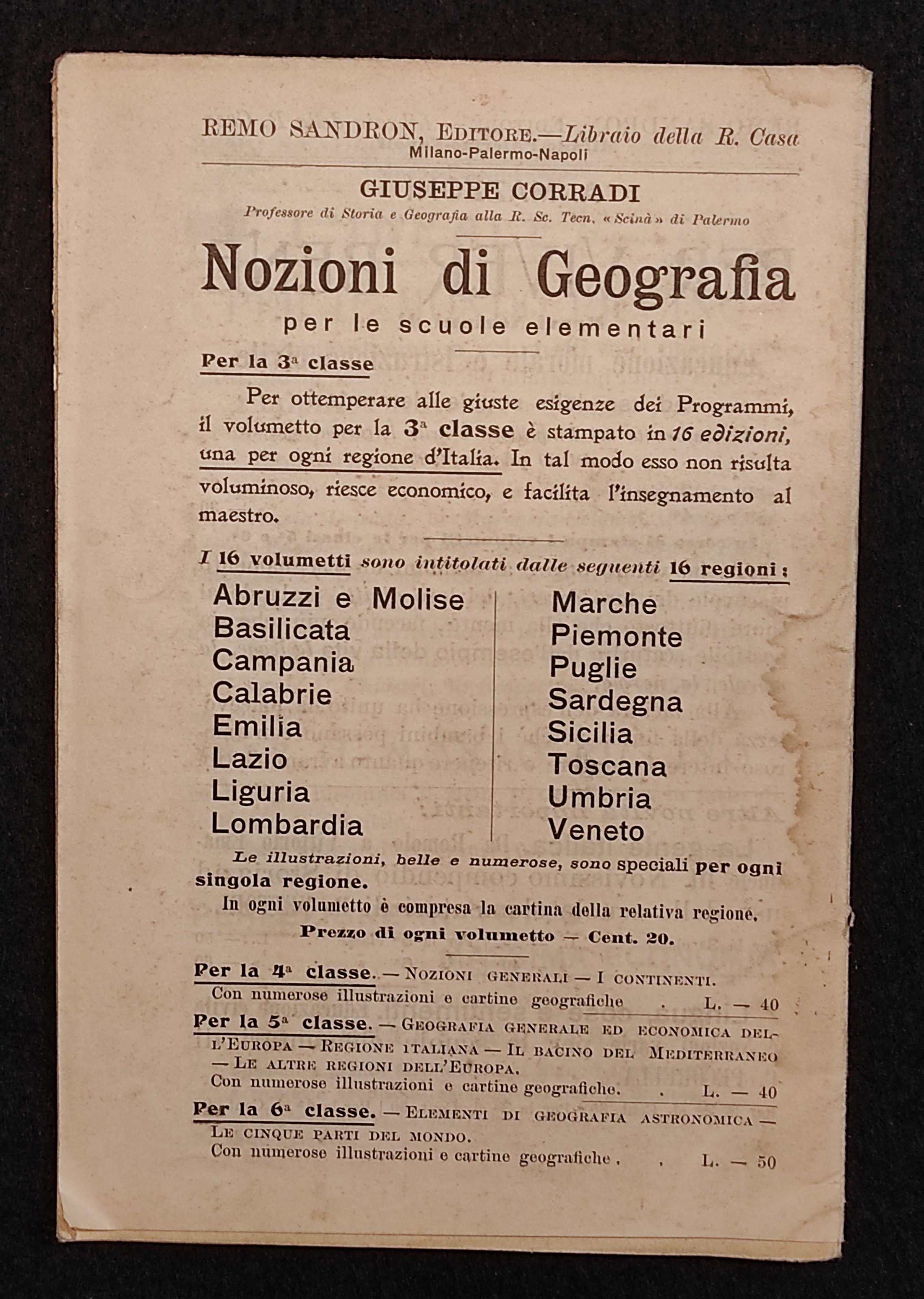 Nozioni Di Geografia - Piemonte - G. Corradi - Ed. Sandron