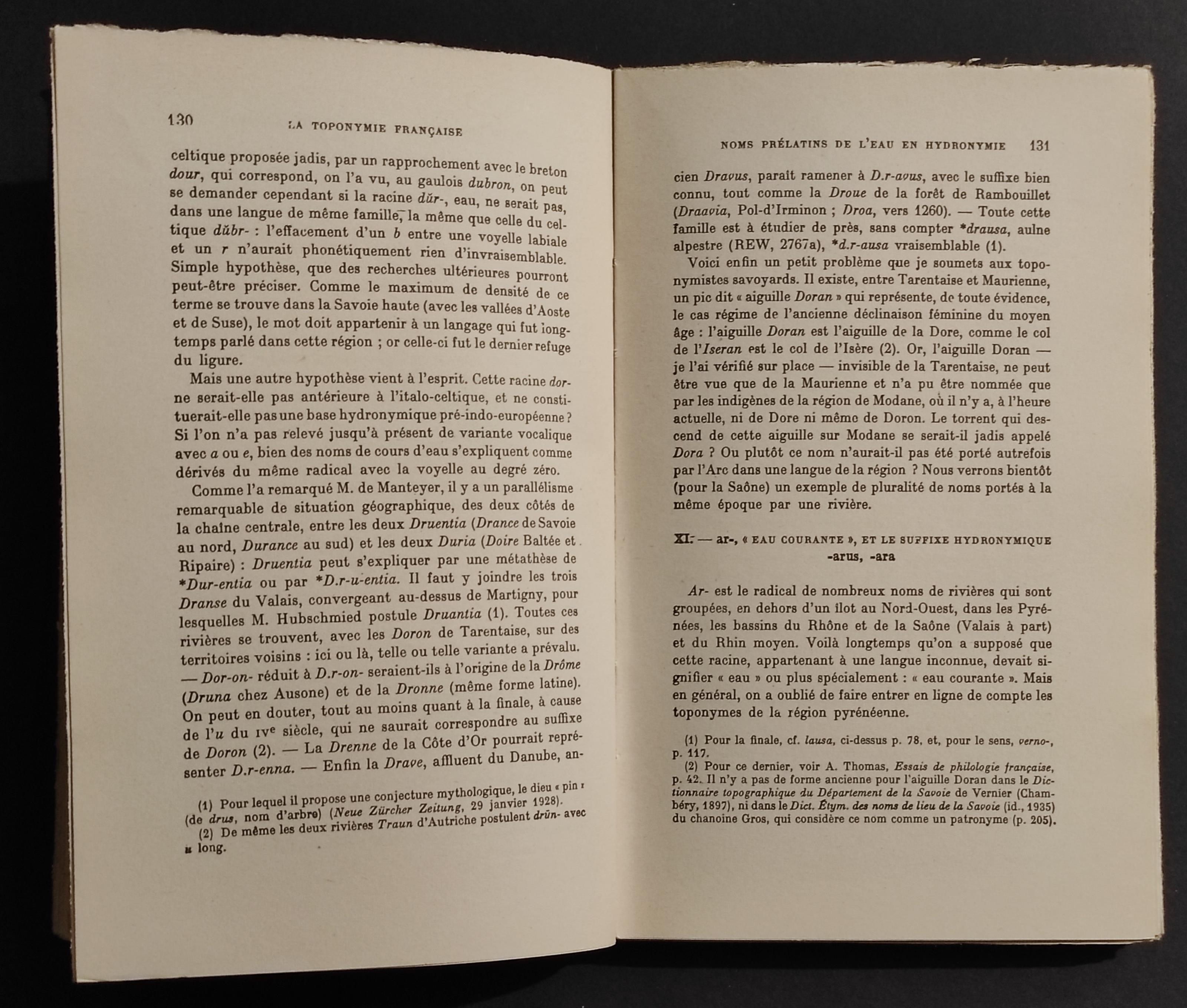 La Toponymie Francaise - A. Dauzat - Ed. Payot