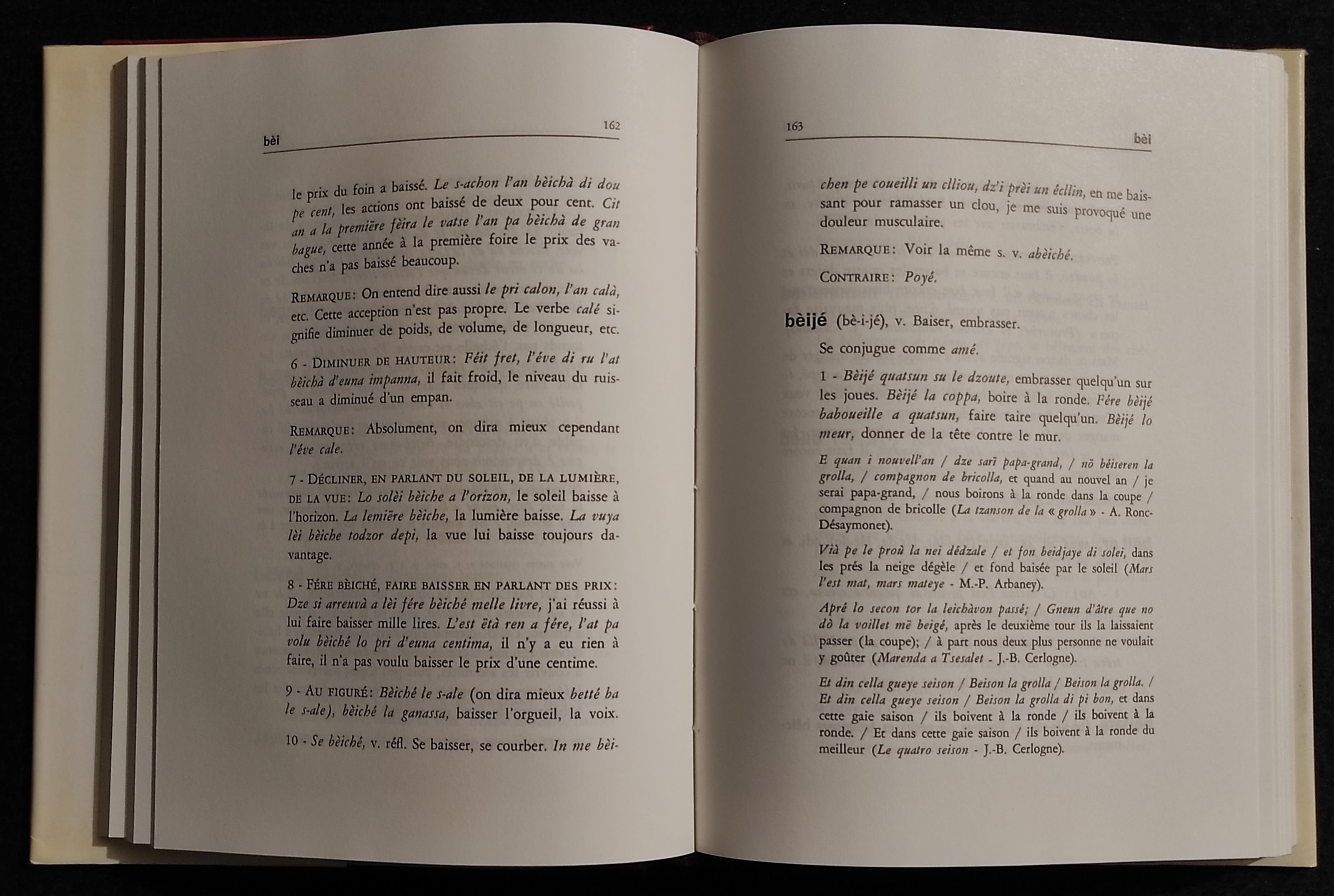 Nouveau Dictionnaire de Patois Valdotain - B - Ed. Musumeci