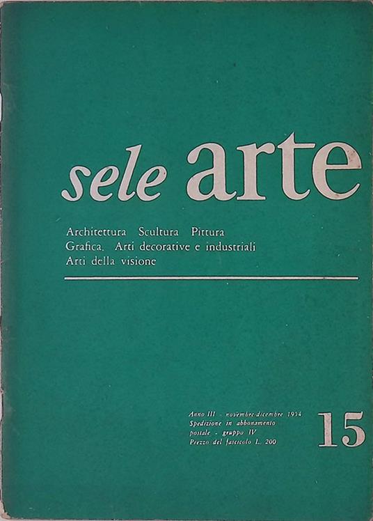Sele Arte. N.15 anno III novembre-dicembre 1954 - copertina