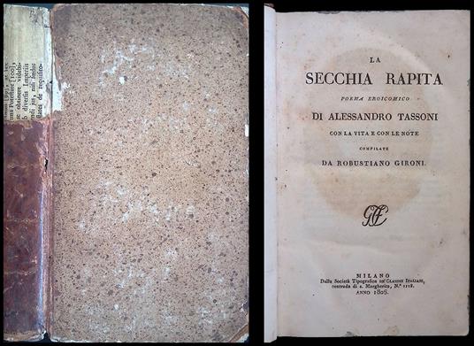 La Secchia Rapita. Poema eroicomico - Alessandro Tassoni - copertina