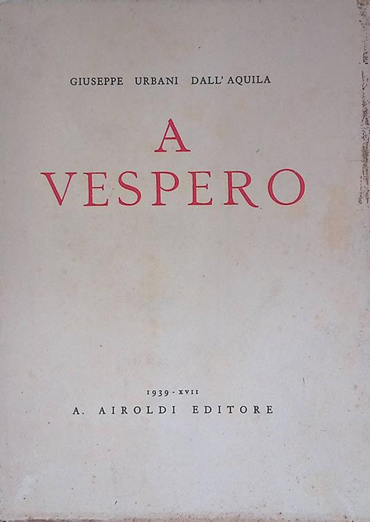 A Vespero - copertina