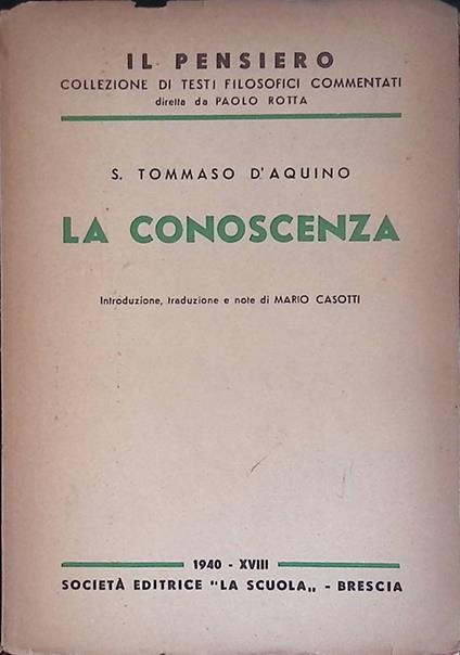 La conoscenza - Tommaso d'Aquino (san) - copertina
