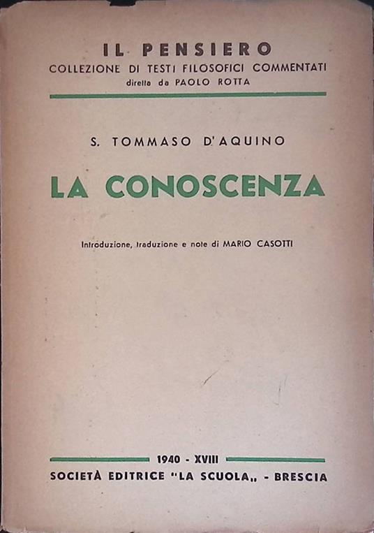La conoscenza - Tommaso d'Aquino (san) - copertina