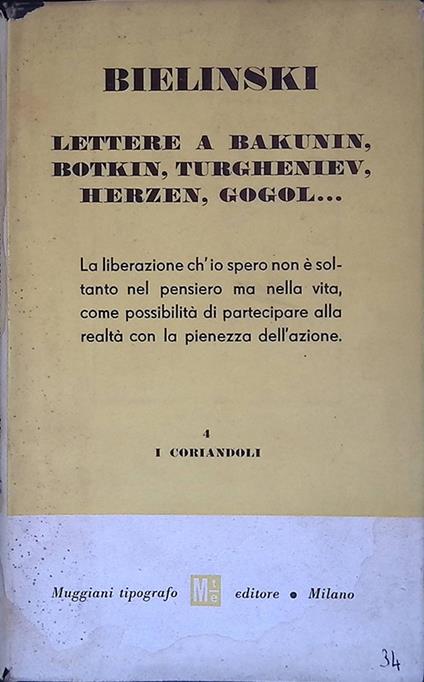 Lettere a Bakunin, Botkin, Turgheniev, Herzen, Gogol.. - copertina