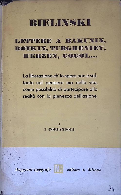 Lettere a Bakunin, Botkin, Turgheniev, Herzen, Gogol.. - copertina