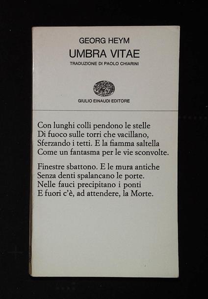 Umbra vitae - Georg Heym - copertina