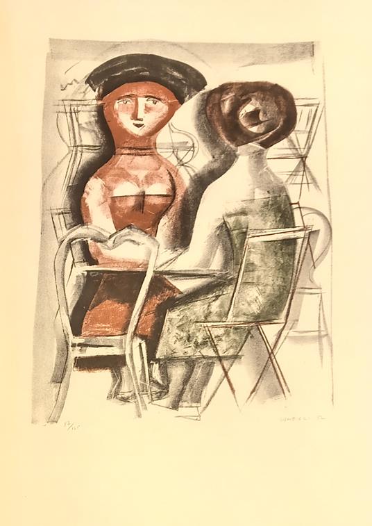 LE LITOGRAFIE DI CAMPIGLI. AL TAVOLINO. Litografia a colori - Raffaele Carrieri - copertina
