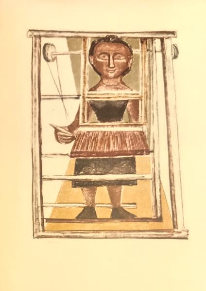 LE LITOGRAFIE DI CAMPIGLI. LA TESSITRICE. Litografia a colori - Raffaele Carrieri - copertina