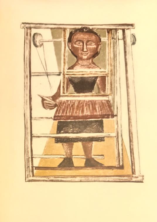 LE LITOGRAFIE DI CAMPIGLI. LA TESSITRICE. Litografia a colori - Raffaele Carrieri - copertina