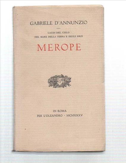 Laudi Del Cielo Del Mare Della Terra E Degli Eroi Merope - Gabriele D'Annunzio - copertina