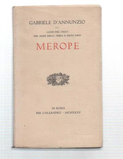 Laudi Del Cielo Del Mare Della Terra E Degli Eroi Merope