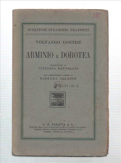 Arminio E Dorotea - Johann Wolfgang Goethe - copertina