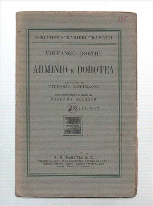 Arminio E Dorotea - Johann Wolfgang Goethe - copertina