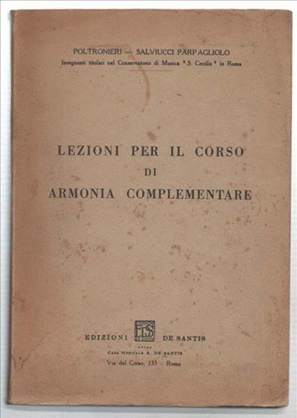 Lezioni Per Il Corso Di Armonia Complementare - Mario Poltronieri - copertina