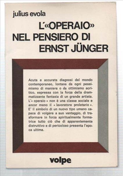 L' "Operaio" Nel Pensiero Di Ernst Jünger - copertina