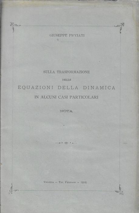 Sulla trasformazione delle equazioni della dinamica in alcuni casi particolari - copertina