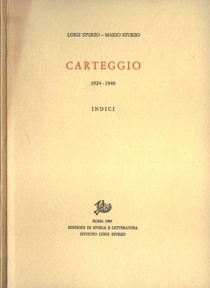 Carteggio 1924 - 1940 - Luigi Sturzo - copertina
