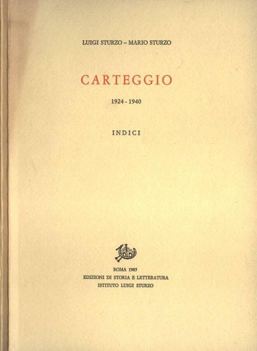 Carteggio 1924 - 1940 - Luigi Sturzo - copertina