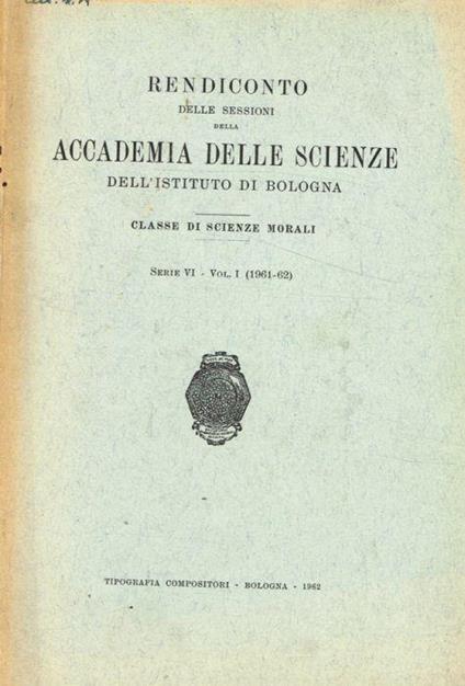Rendiconto delle sessioni della Accademia delle Scienze dell'Istituto di Bologna. Classe di scienze morali - copertina