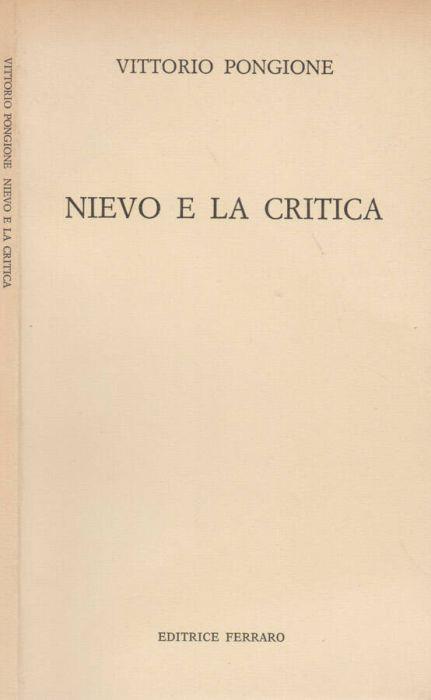 Nievo e la critica - Vittorio Pongione - copertina