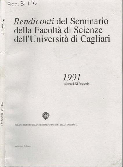 Rendiconti del Seminario della Facoltà di Scienze dell'Università di Cagliari - copertina