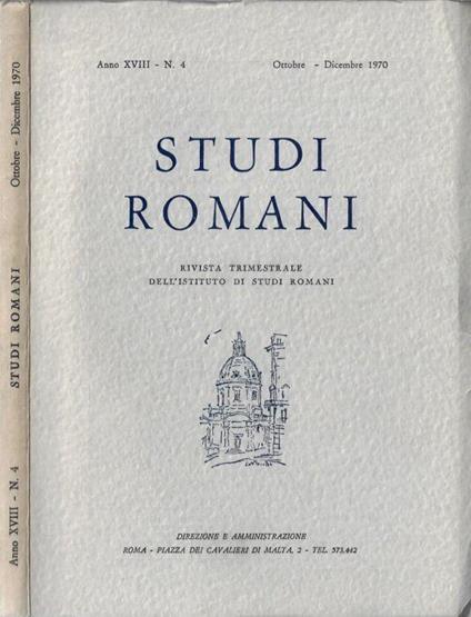 Studi romani anno 1970 N. 4 - Pietro Romanelli - copertina