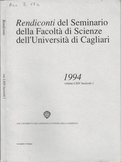 Rendiconti del Seminario della Facoltà di Scienze dell'Università di Cagliari - copertina