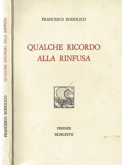 Qualche ricordo alla rinfusa - Francesco Rodolico - copertina
