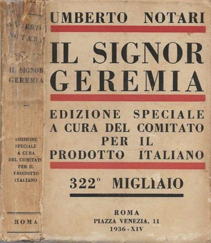 Il Signor Geremia - Umberto Notari - copertina