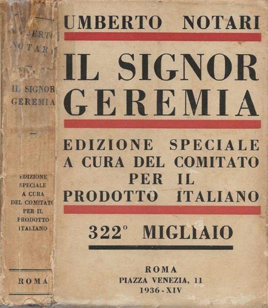 Il Signor Geremia - Umberto Notari - copertina