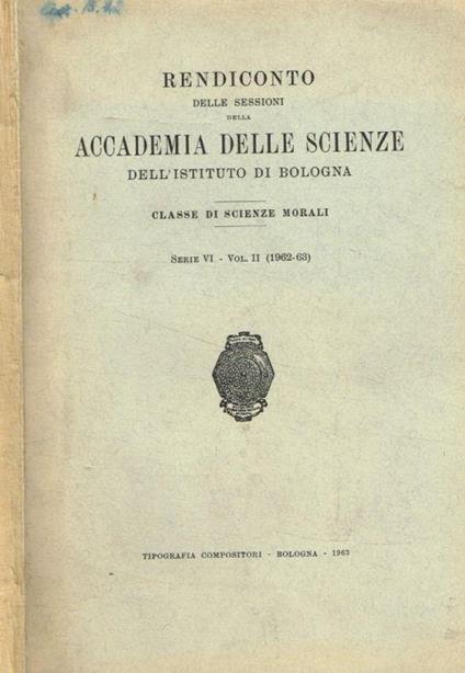 Rendiconto delle sessioni della Accademia delle Scienze dell'Istituto di Bologna. Classe di scienze morali - copertina