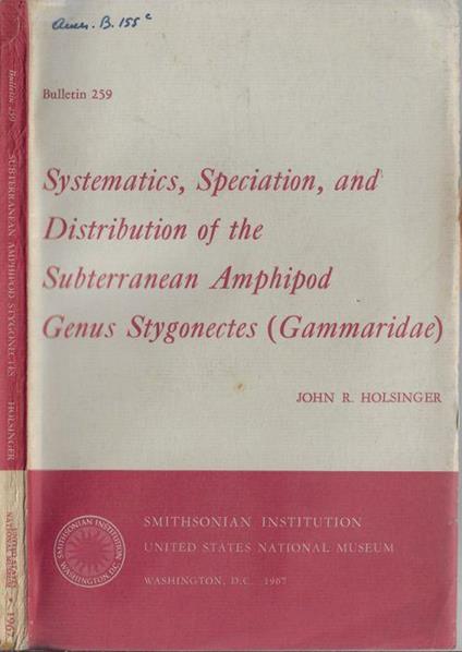 Systematics, speciation, and distribution of the subterranean amphipod genus stygonectes (Gammaridae) - copertina