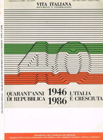 Vita italiana speciale. Documenti e informazioni. Supplemento al n.3/1986 anno XXXVI - Stefano Rolando - copertina