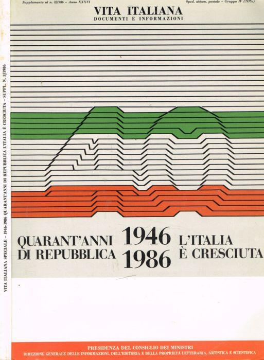 Vita italiana speciale. Documenti e informazioni. Supplemento al n.3/1986 anno XXXVI - Stefano Rolando - copertina