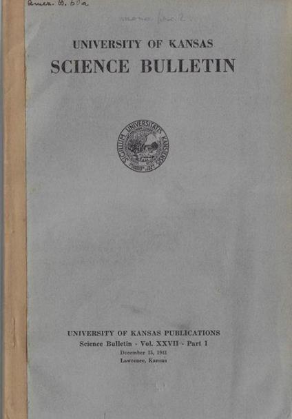 University of Kansas Science Bulletin Vol. XXVII Part. I - copertina