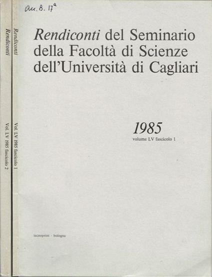Rendiconti del Seminario della Facoltà di Scienze dell'Università di Cagliari - copertina