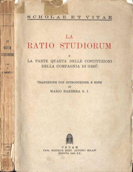 La ratio studiorum - Mario Barbera - copertina