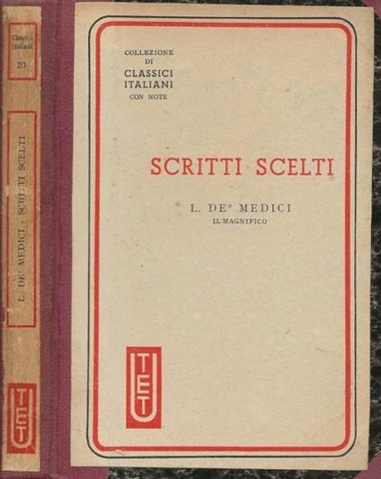 Scritti scelti - Lorenzo de' Medici - copertina