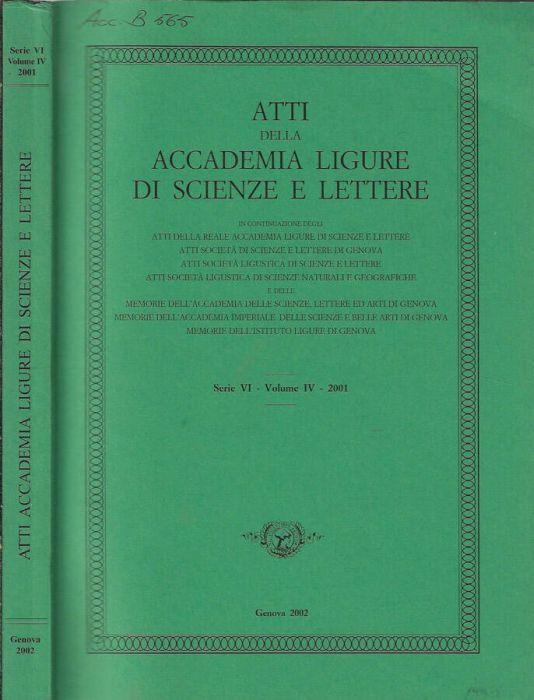 Atti della Accademia Ligure di scienze e lettere serie VI volume I 1998 - copertina