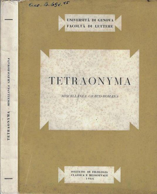 Tetraonyma - copertina