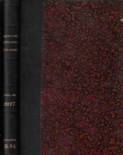 Monitore zoologico italiano anno Volume XXXVIII anno XXXVIII 1927 - Giulio Chiarugi - copertina