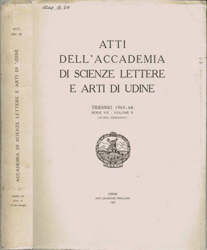 Atti dell'Accademia di Scienze Lettere e Arti di Udine - copertina