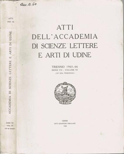 Atti dell'Accademia di Scienze Lettere e Arti di Udine - copertina